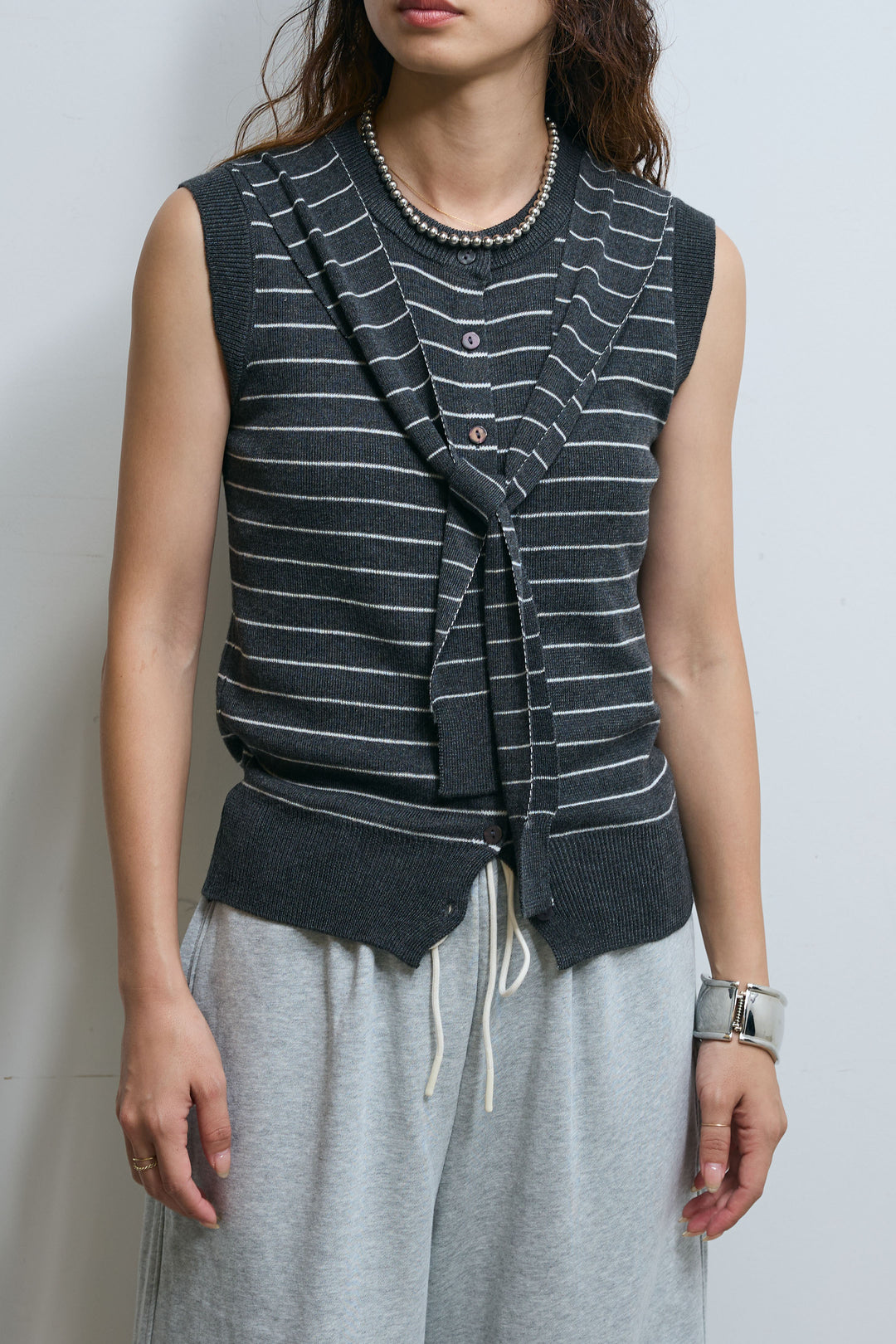 [予約/SET]ドッキングスリーブニットTOPS+エフォートレススウェットパンツ(2set)