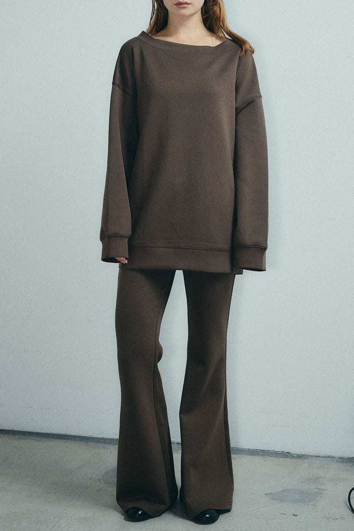 [予約/SET]オーバーサイズオフショルスウェット+美脚フレアスウェットパンツ(2set)