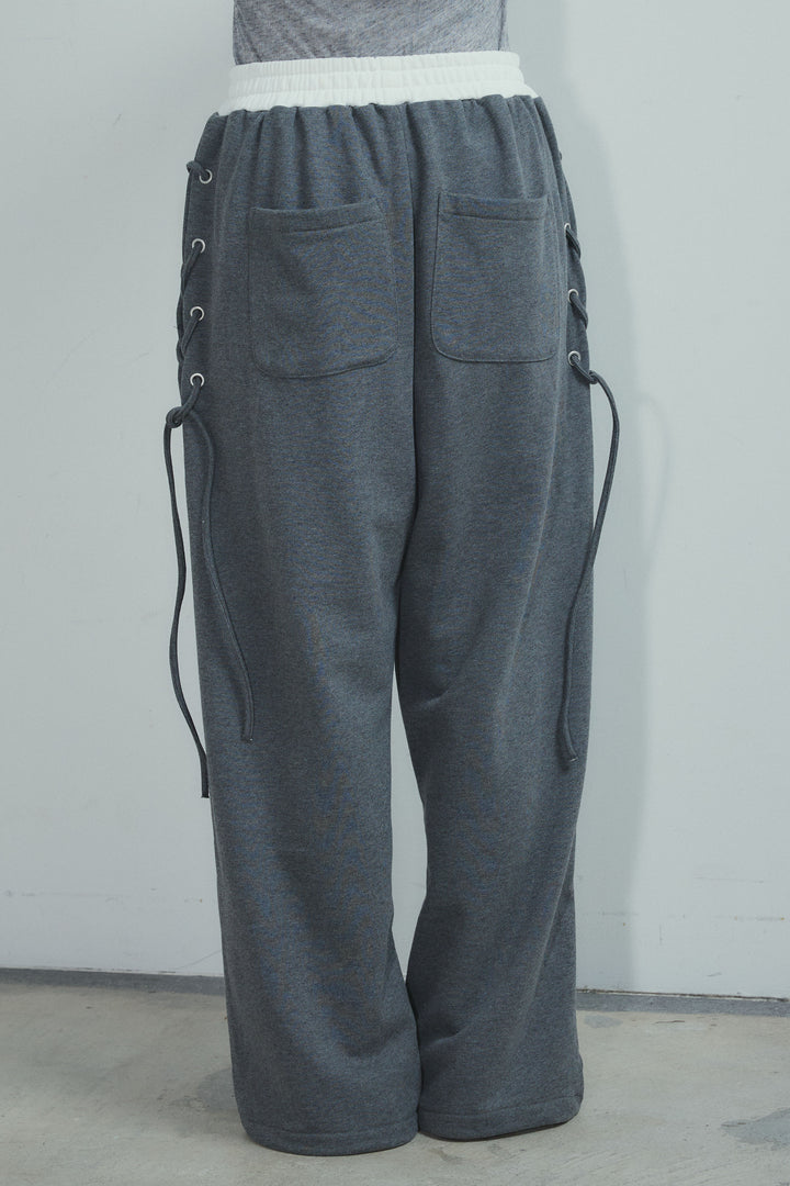 [予約/SET]ヘザーツイルダブルジャケット+サイドレースアップスウェットパンツ(2set)