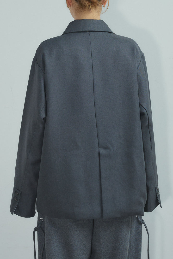 [予約/SET]ヘザーツイルダブルジャケット+シアーレーストップス+サイドレースアップスウェットパンツ(3set)