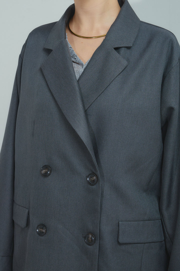 [予約/SET]ヘザーツイルダブルジャケット+サイドレースアップスウェットパンツ(2set)