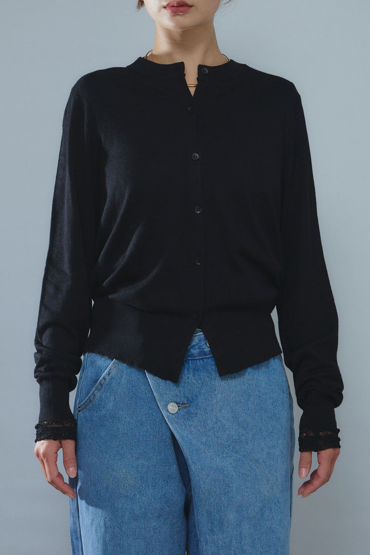 [予約/SET]スカーフセットウール混カーデ+アシメウエストデニム(2set)