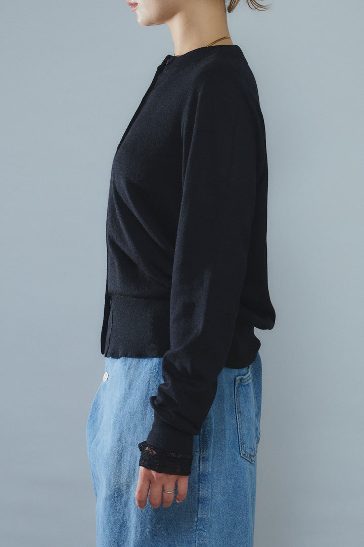 [予約/SET]スカーフセットウール混カーデ+シアーレーストップス+アシメウエストデニム(3set)