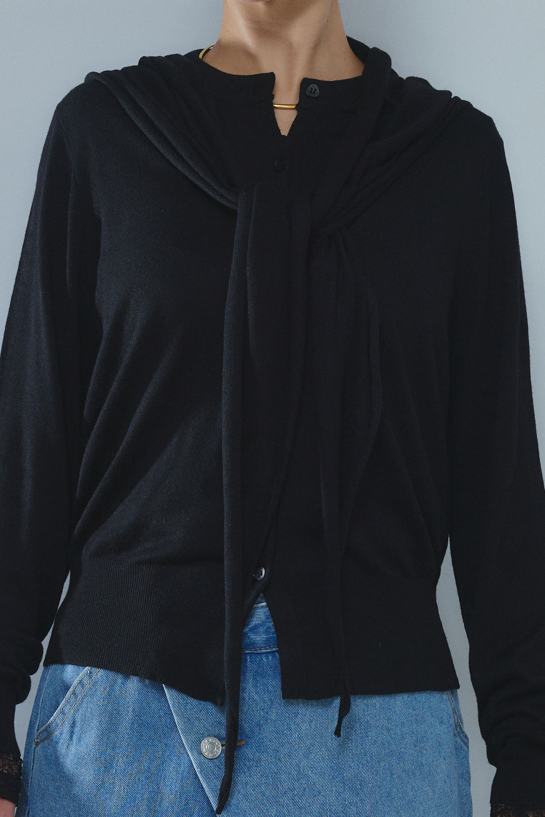 [予約/SET]スカーフセットウール混カーデ+シアーレーストップス(2set)