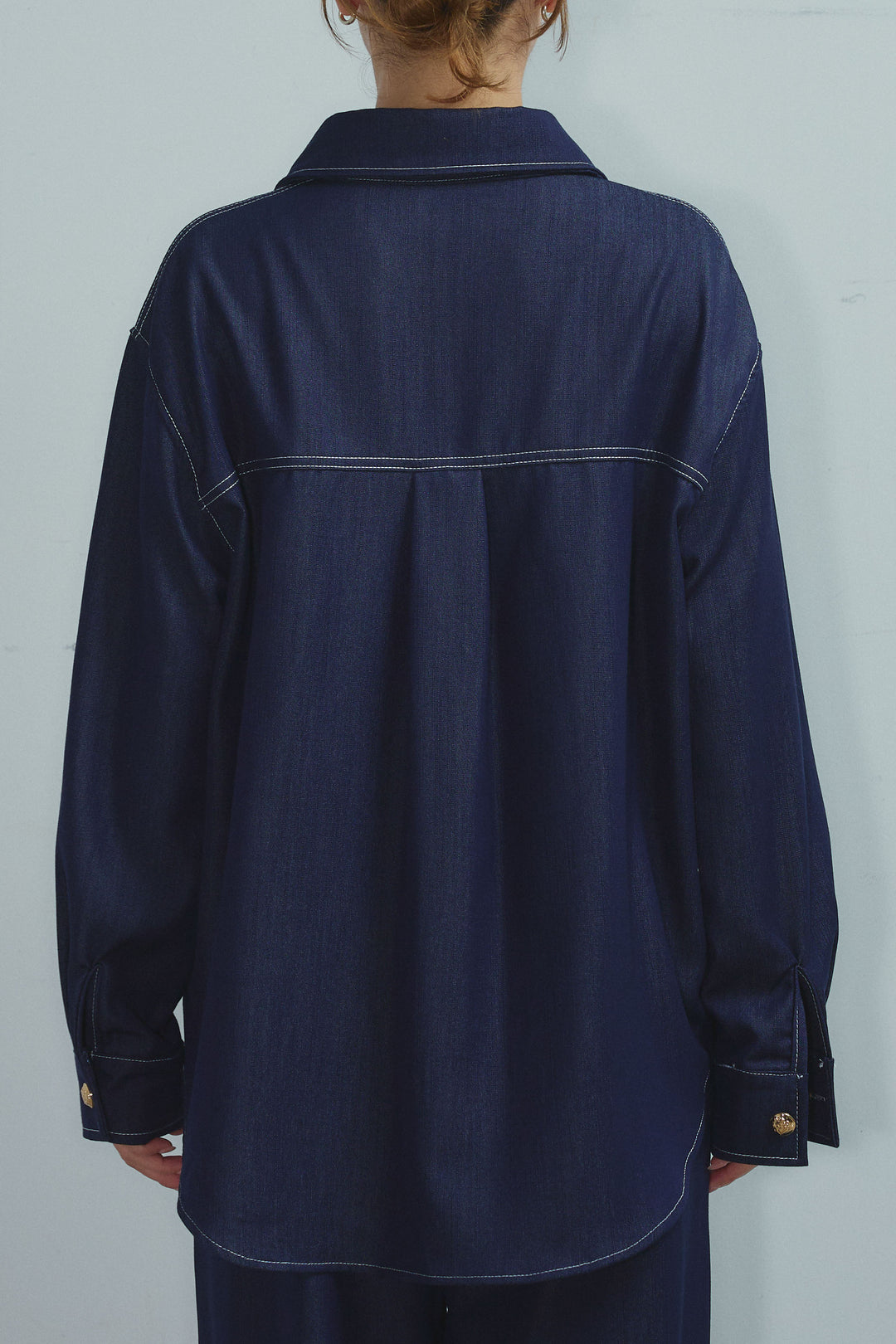 [予約]フェイクレザーポケット付きデニムセットアップ