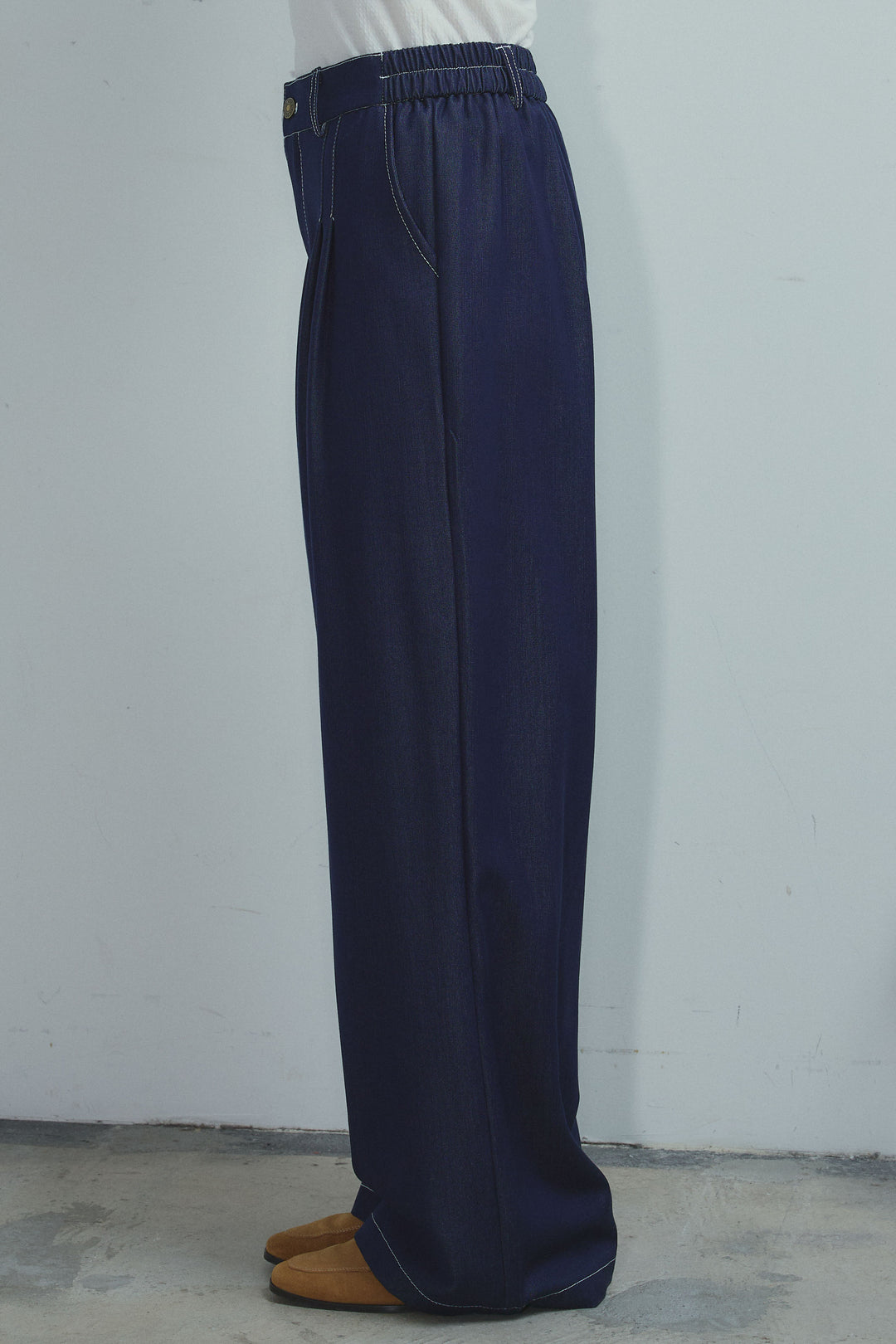 [予約]フェイクレザーポケット付きデニムセットアップ