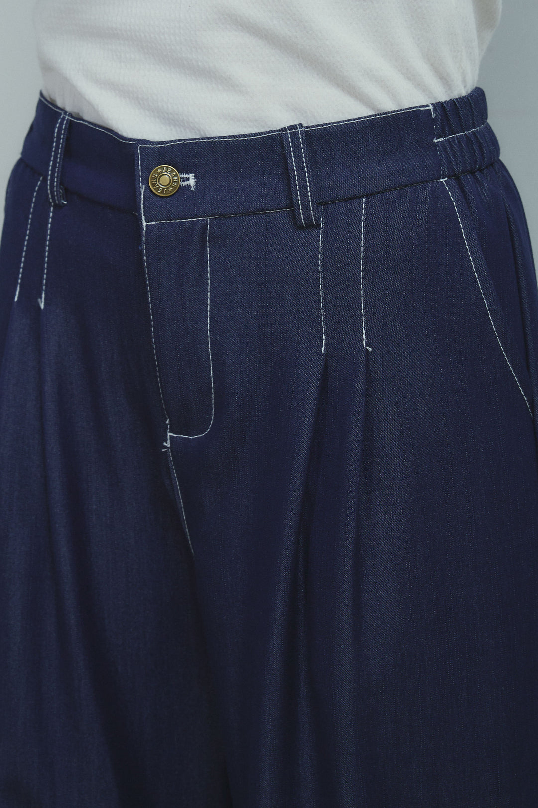 [予約]フェイクレザーポケット付きデニムセットアップ