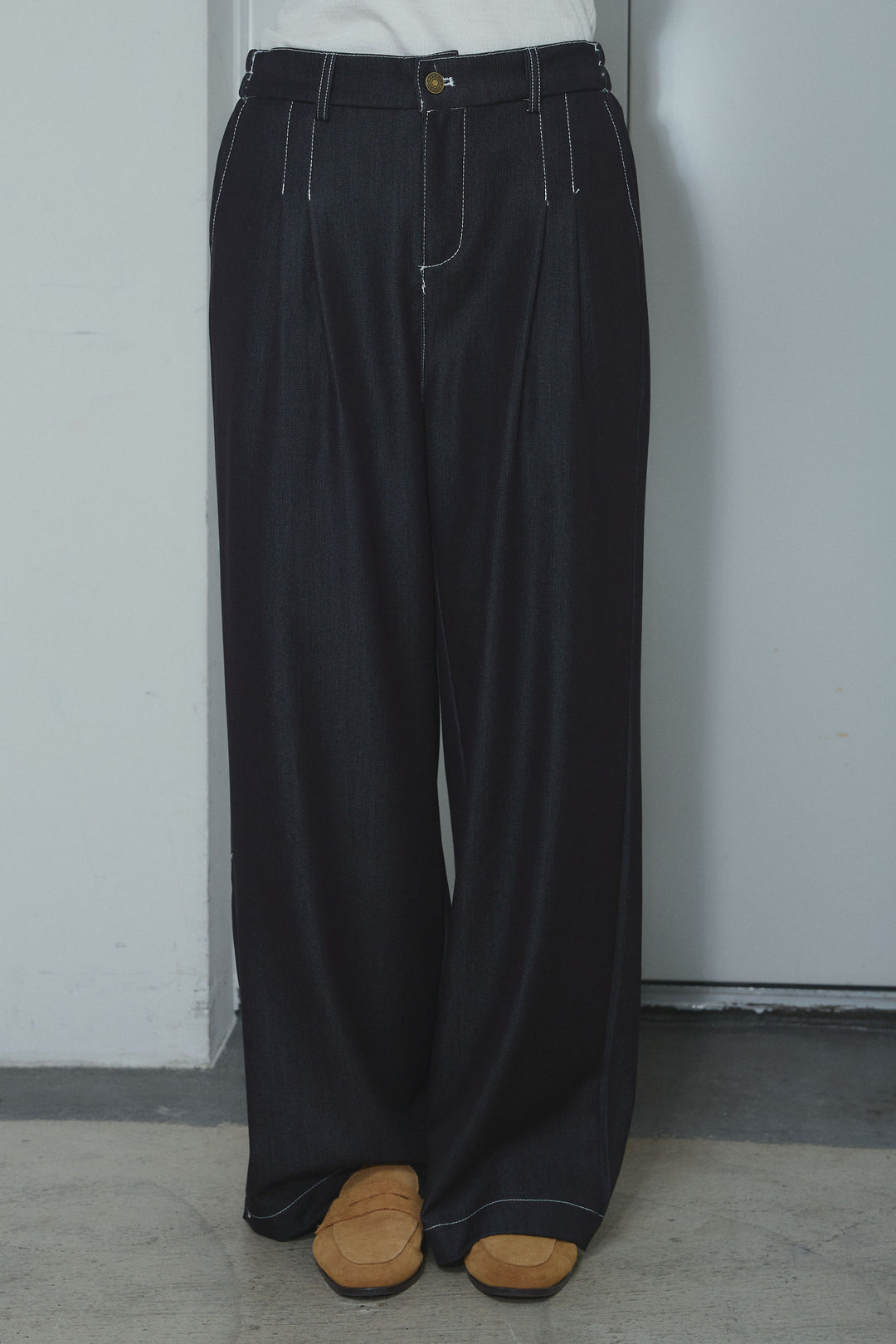 [予約]フェイクレザーポケット付きデニムセットアップ