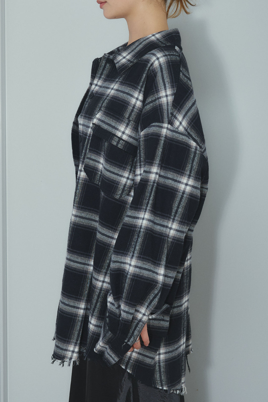 [予約/SET]ヴィンテージライクチェックシャツJK+裾レースサテンスカート(2set)