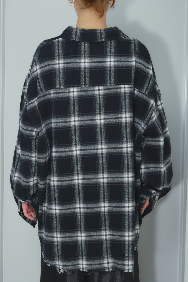 [予約/SET]ヴィンテージライクチェックシャツJK+シアーヘンリーネックロンT+裾レースサテンスカート(3set)