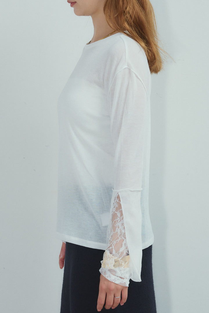 [予約]袖レースレイヤードプルオーバー