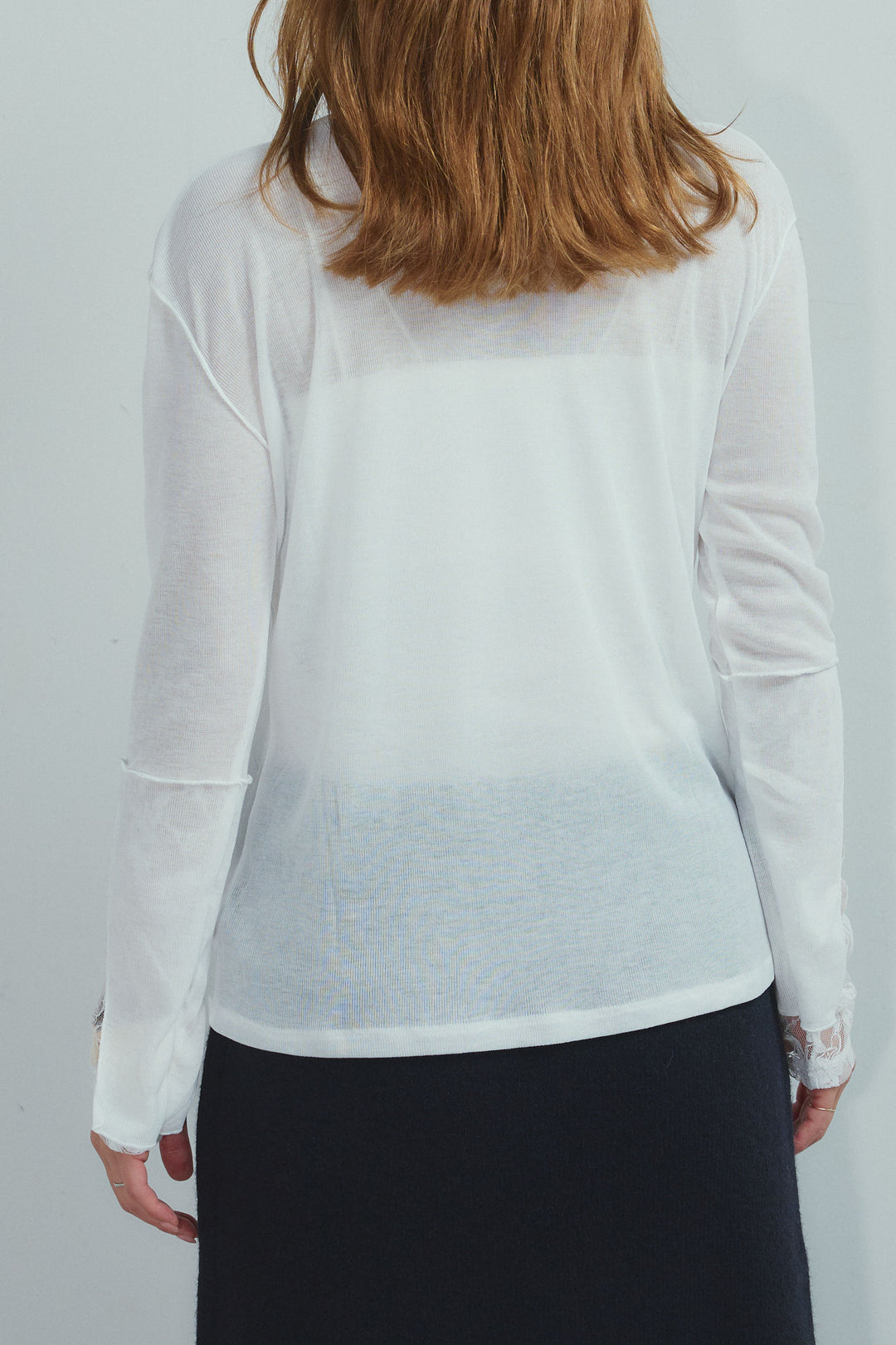 [予約]袖レースレイヤードプルオーバー