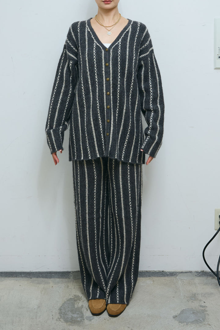 [予約/SET]細ストライプニットカーディガンSETUP