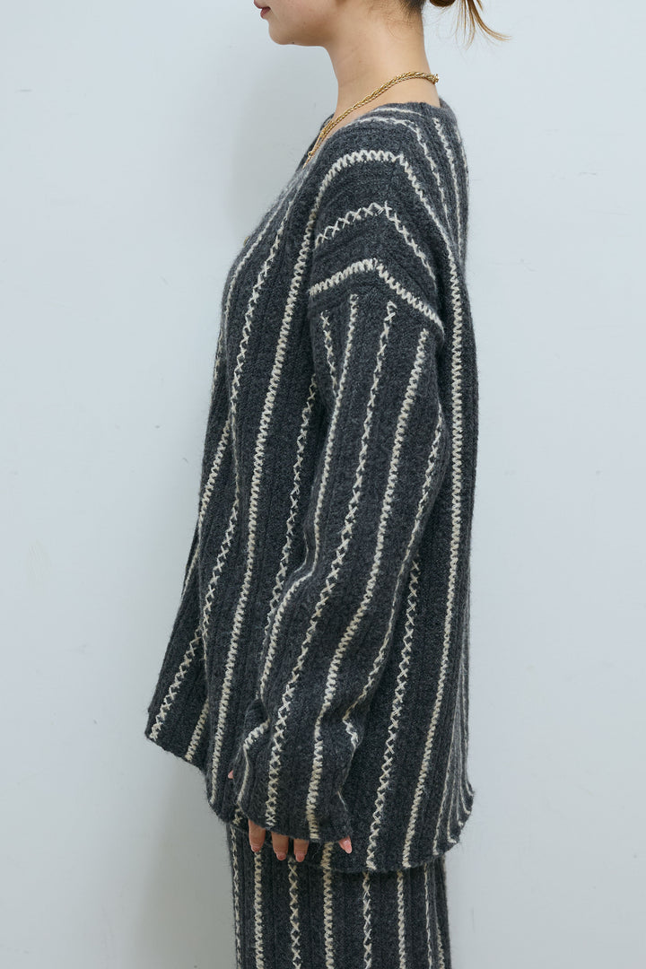 [予約/SET]細ストライプニットカーディガンSETUP