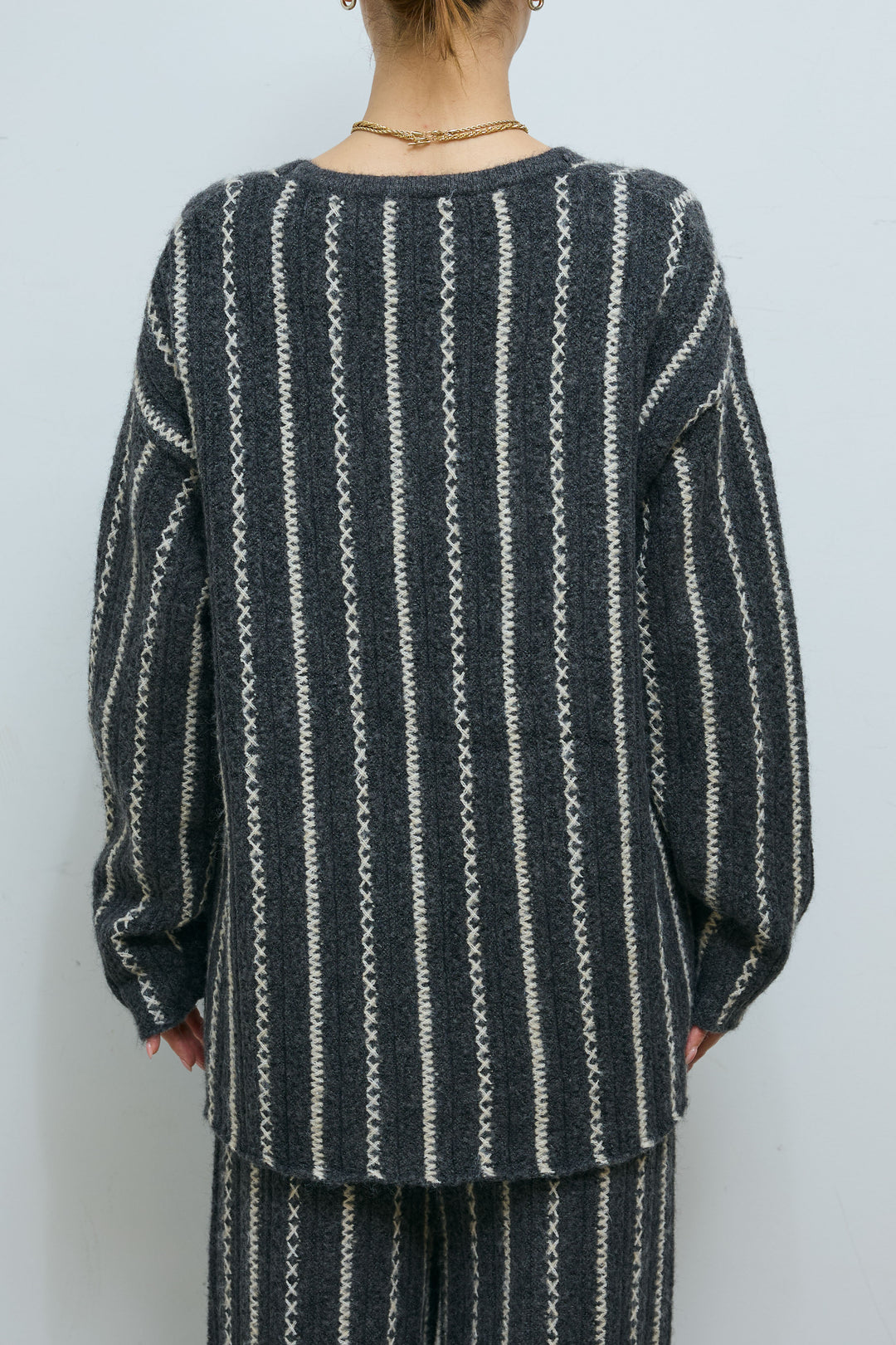 [予約/SET]細ストライプニットカーディガンSETUP