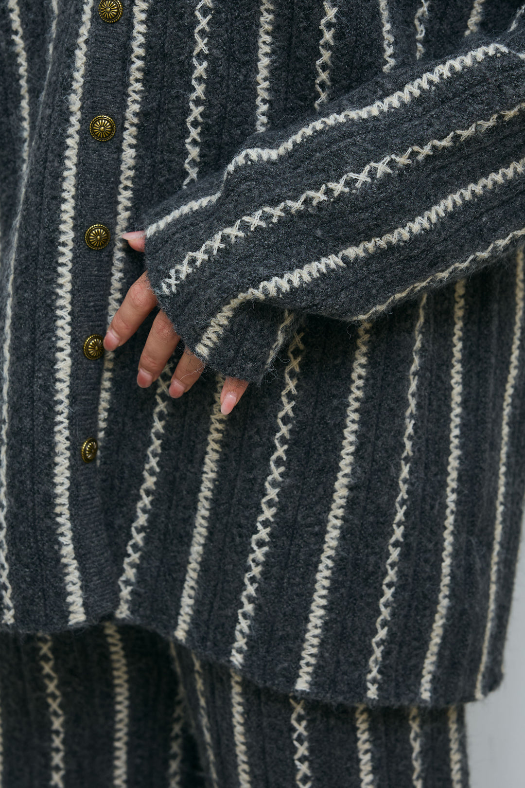 [予約/SET]細ストライプニットカーディガンSETUP