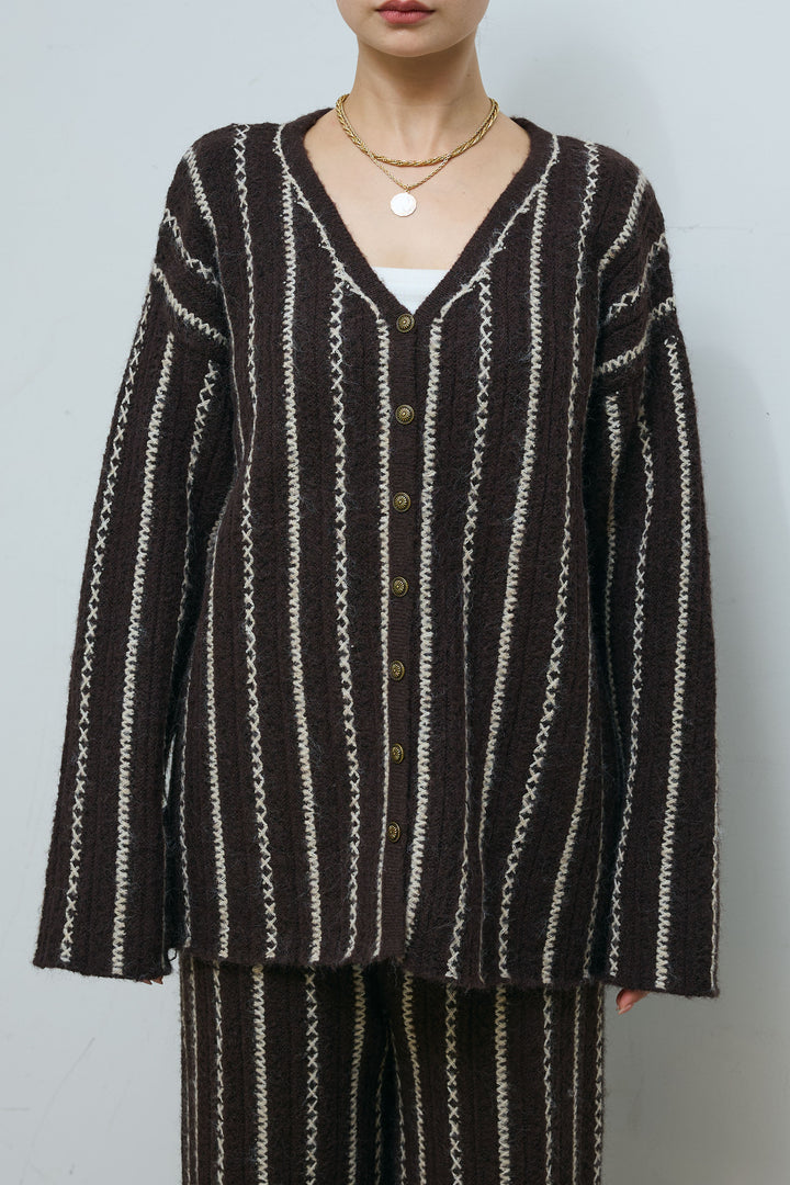 [予約/SET]細ストライプニットカーディガンSETUP