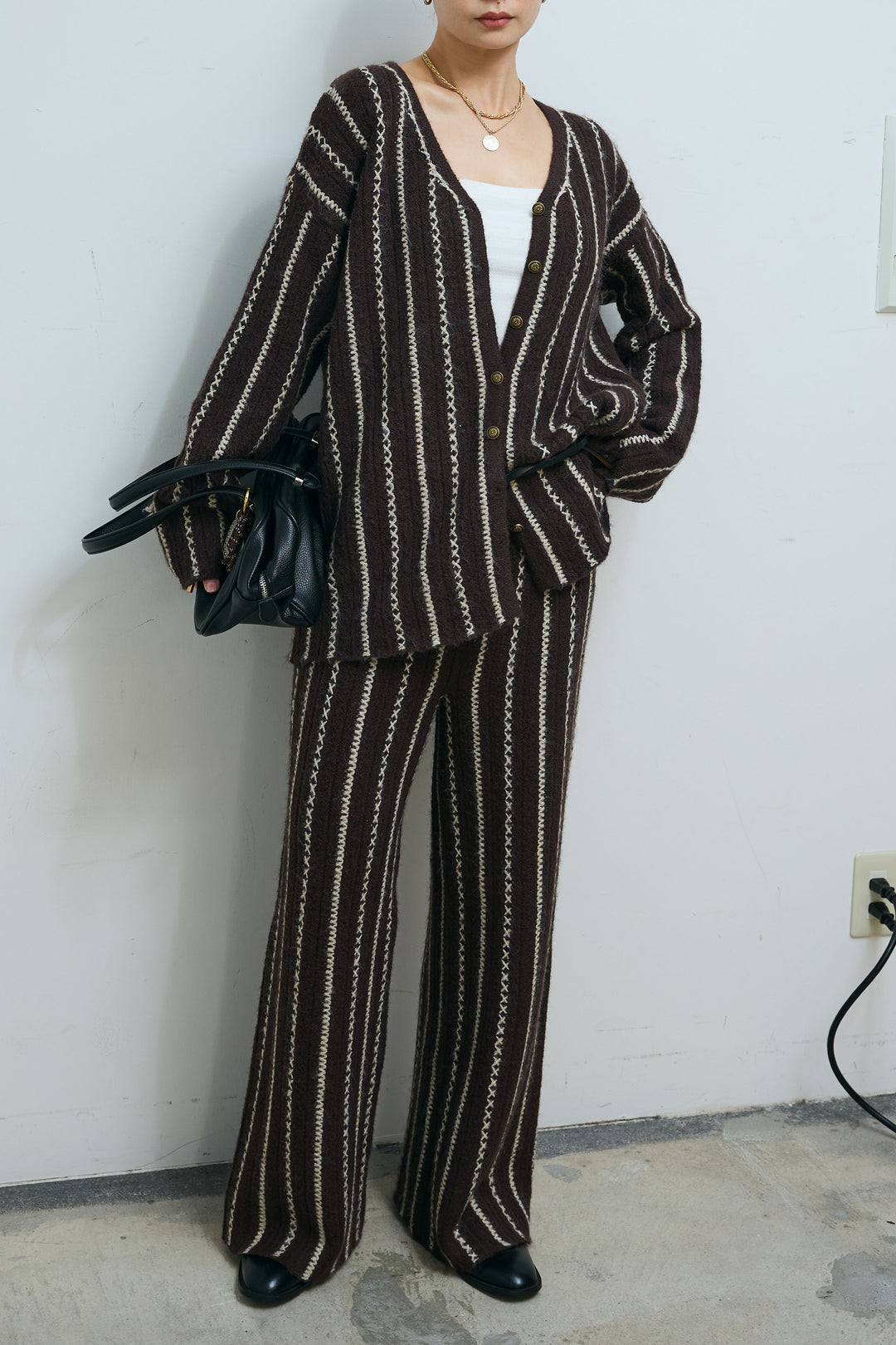 [予約/SET]細ストライプニットカーディガンSETUP