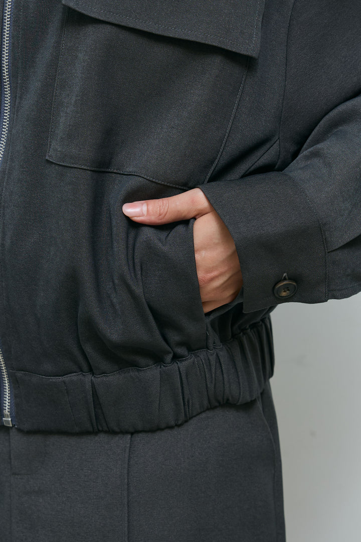 [予約/SET]ビッグポケットブルゾンJK+ピンタックストレートスカート(2set)