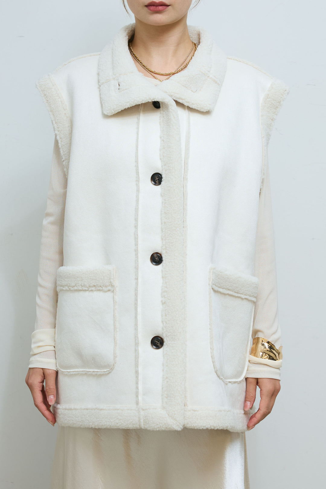 [予約/SET]ボアベスト+裾レースサテンスカート(2set)