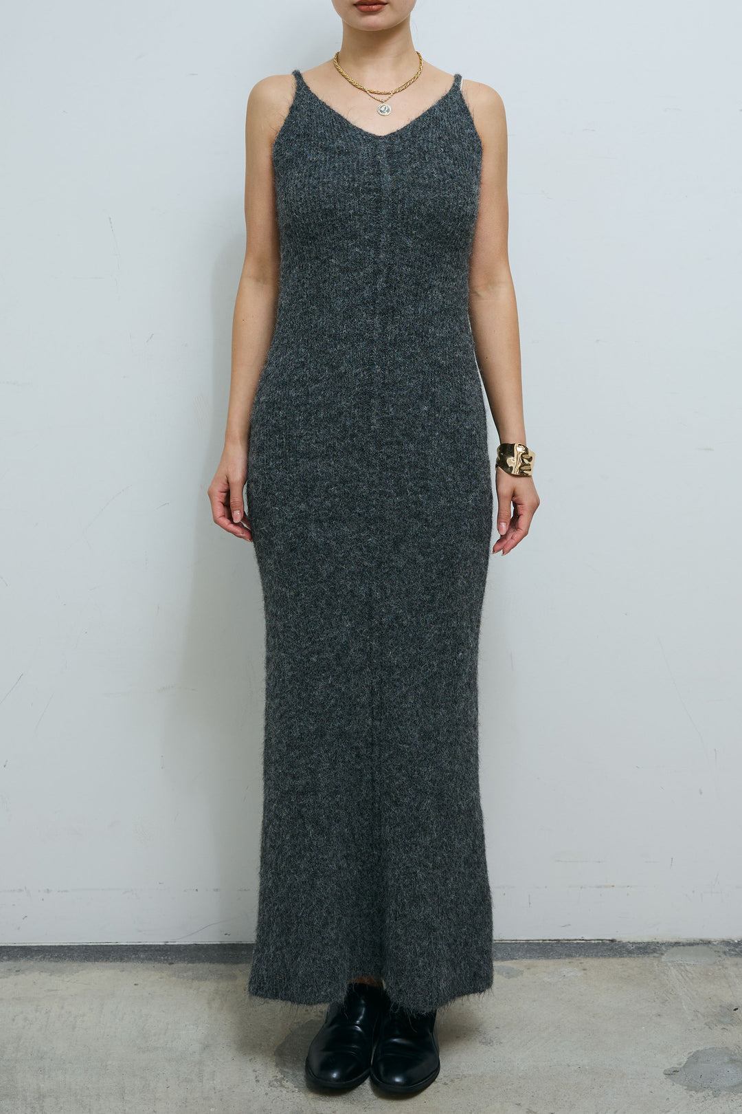 [予約/SET]ポンチョレイヤードニットアップ