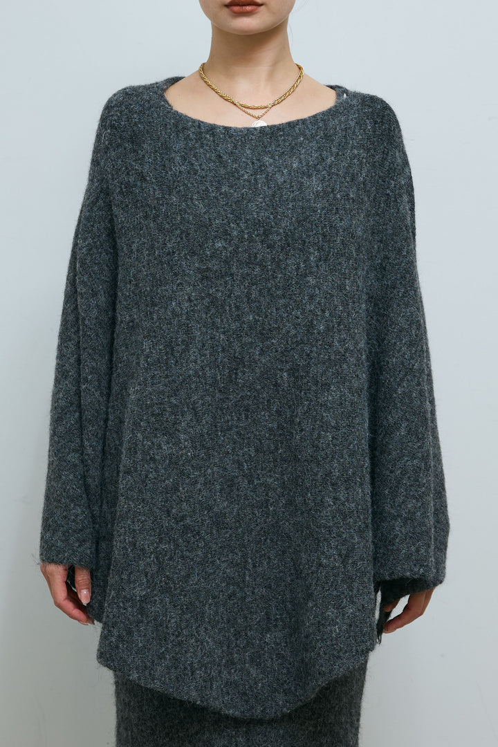 [予約/SET]ポンチョレイヤードニットアップ