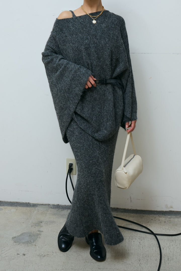 [予約/SET]ポンチョレイヤードニットアップ