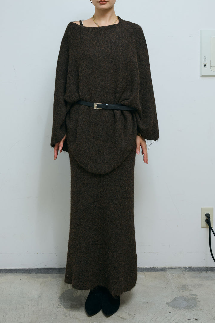 [予約/SET]ポンチョレイヤードニットアップ