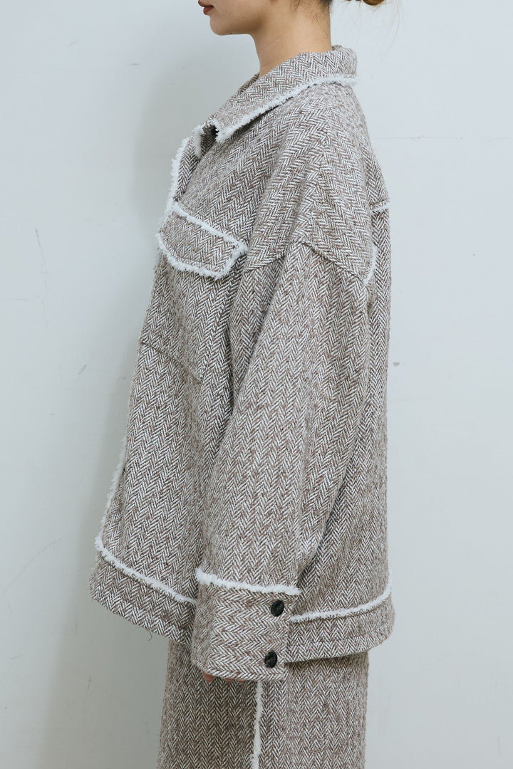 [予約/SET]ツイードフリンジオーバージャケット+ツイードフリンジカーブパンツ(2set)