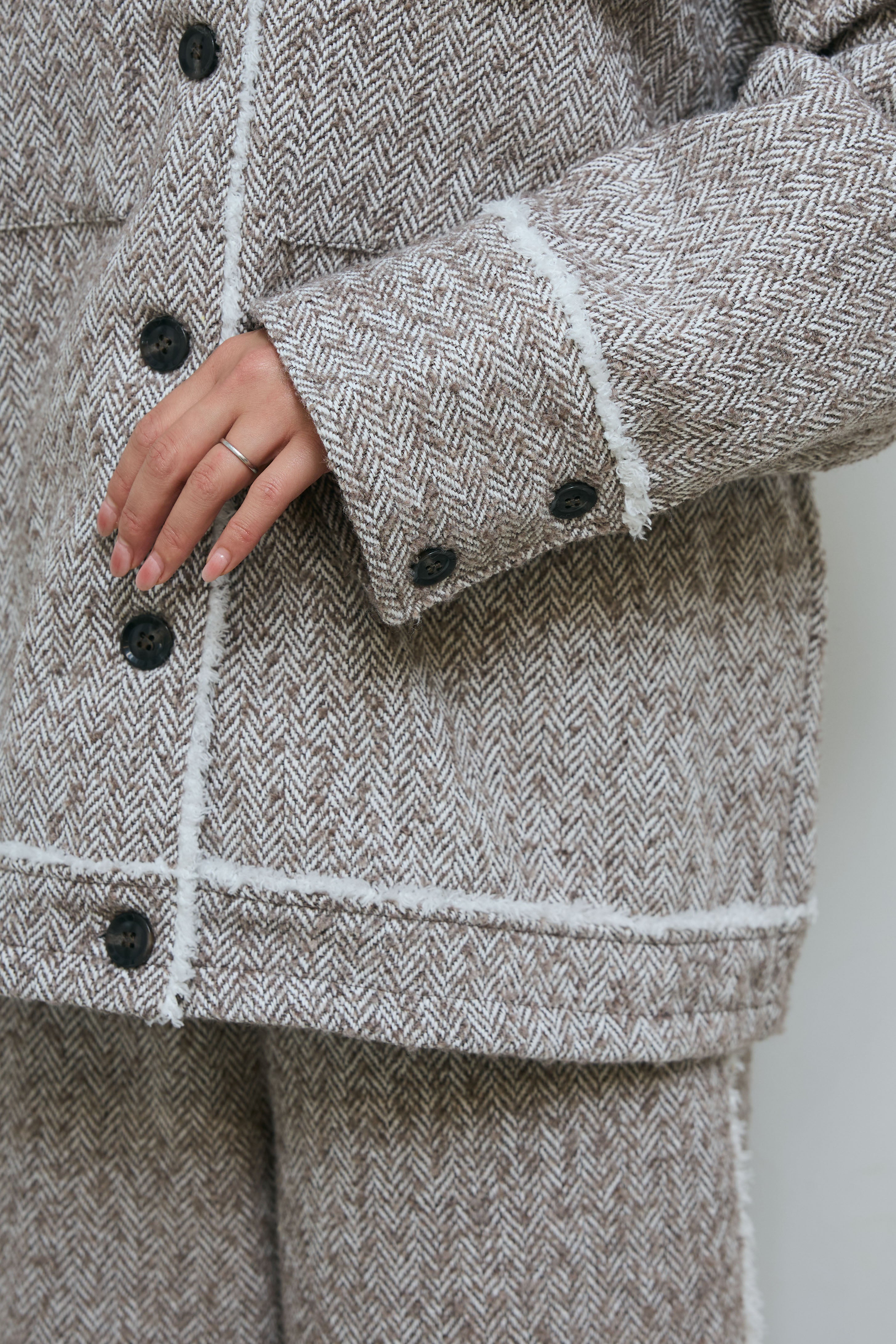 ツイードフリンジオーバージャケット+ツイードフリンジカーブパンツ