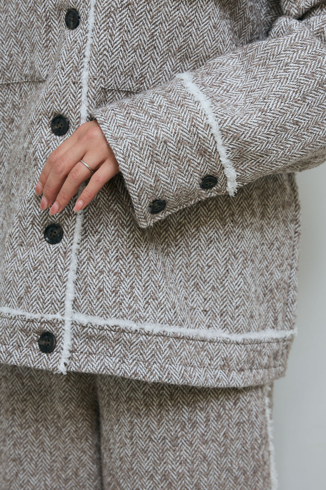 [予約/SET]ツイードフリンジオーバージャケット+ツイードフリンジカーブパンツ(2set)