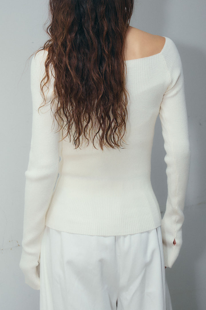 [予約/SET]エコファースタンドジレ+オフショルリブニット(2set)