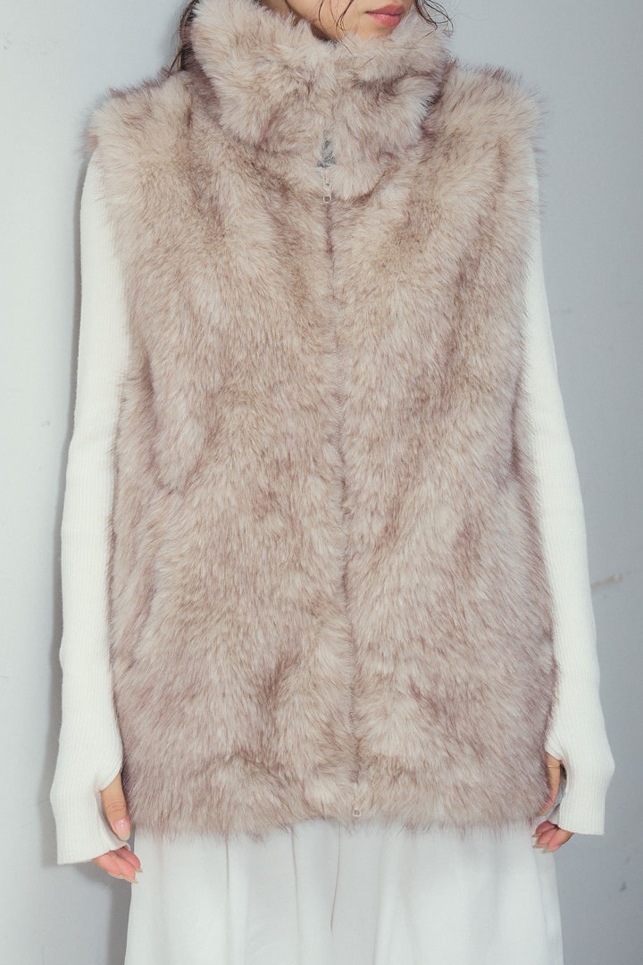 [予約/SET]エコファースタンドジレ+オフショルリブニット+バルーンパンツ(3set)