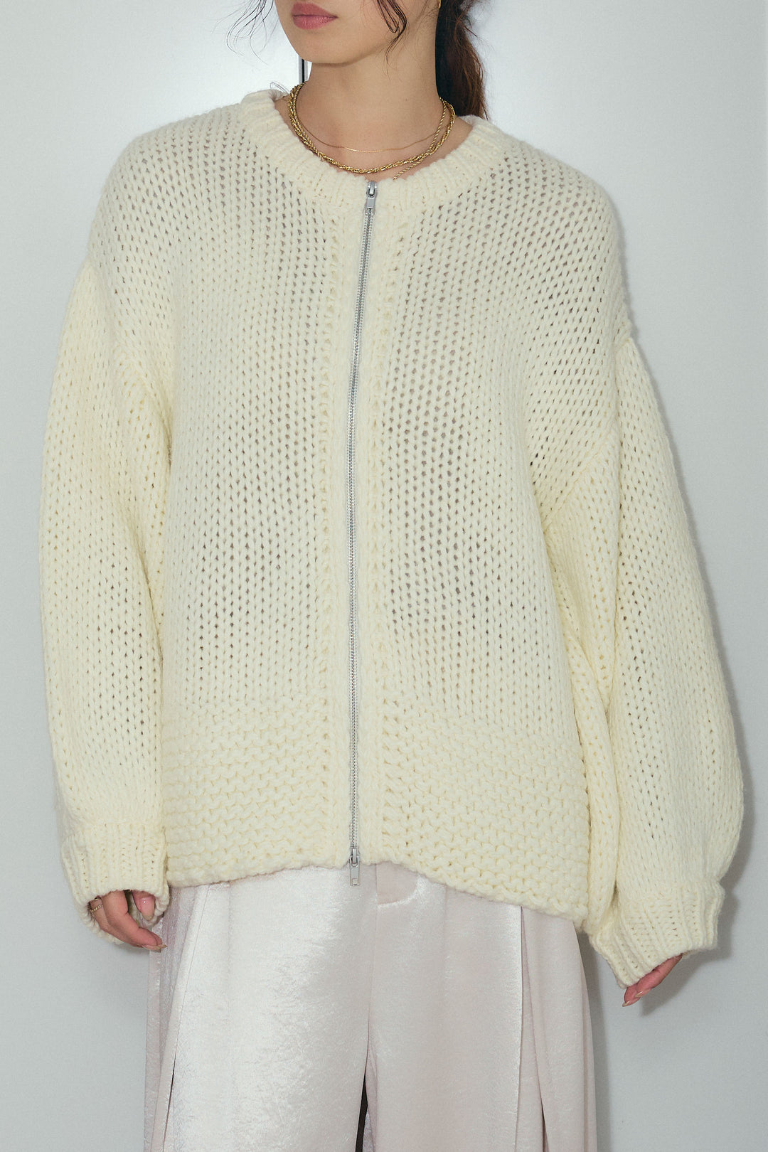 [予約/SET]ロービングケーブルオーバーサイズジップPO+サテンタックワイドパンツ(2set)