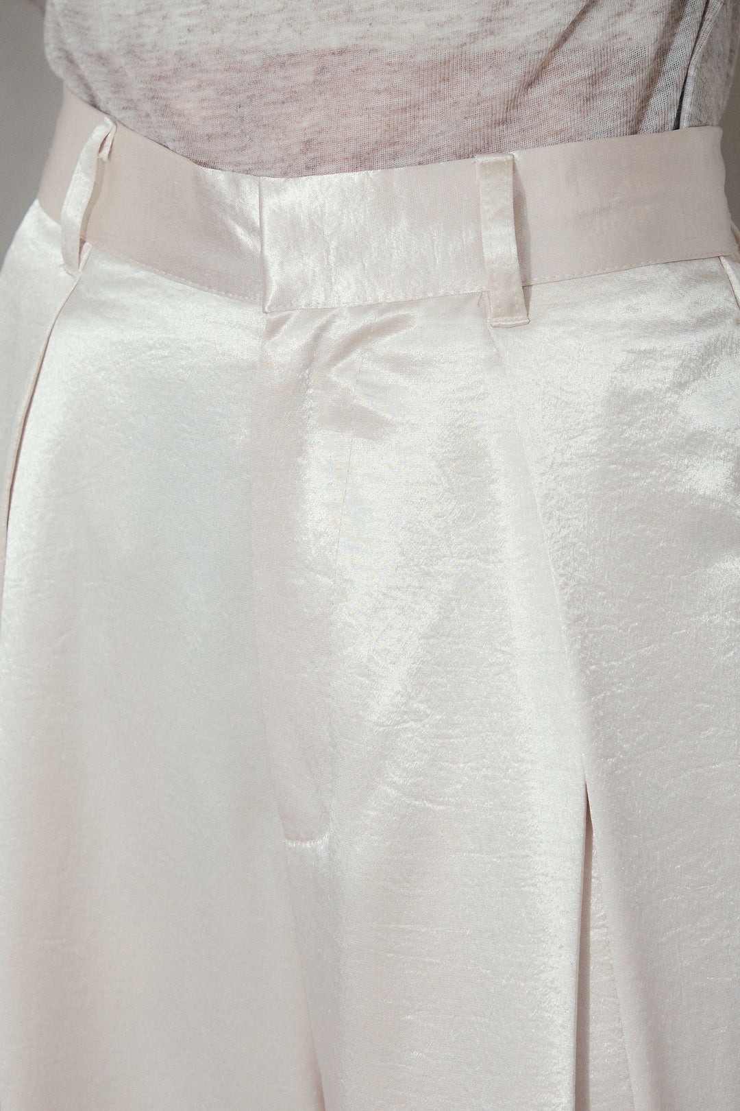 [予約]サテンタックワイドパンツ