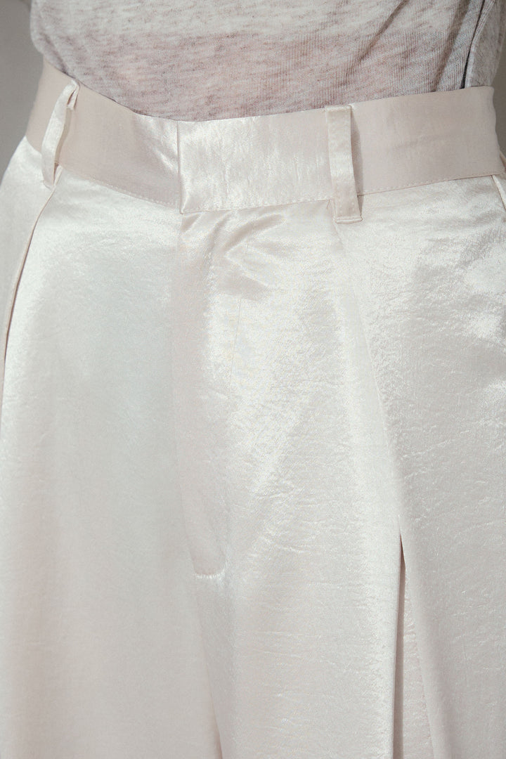 [予約]サテンタックワイドパンツ