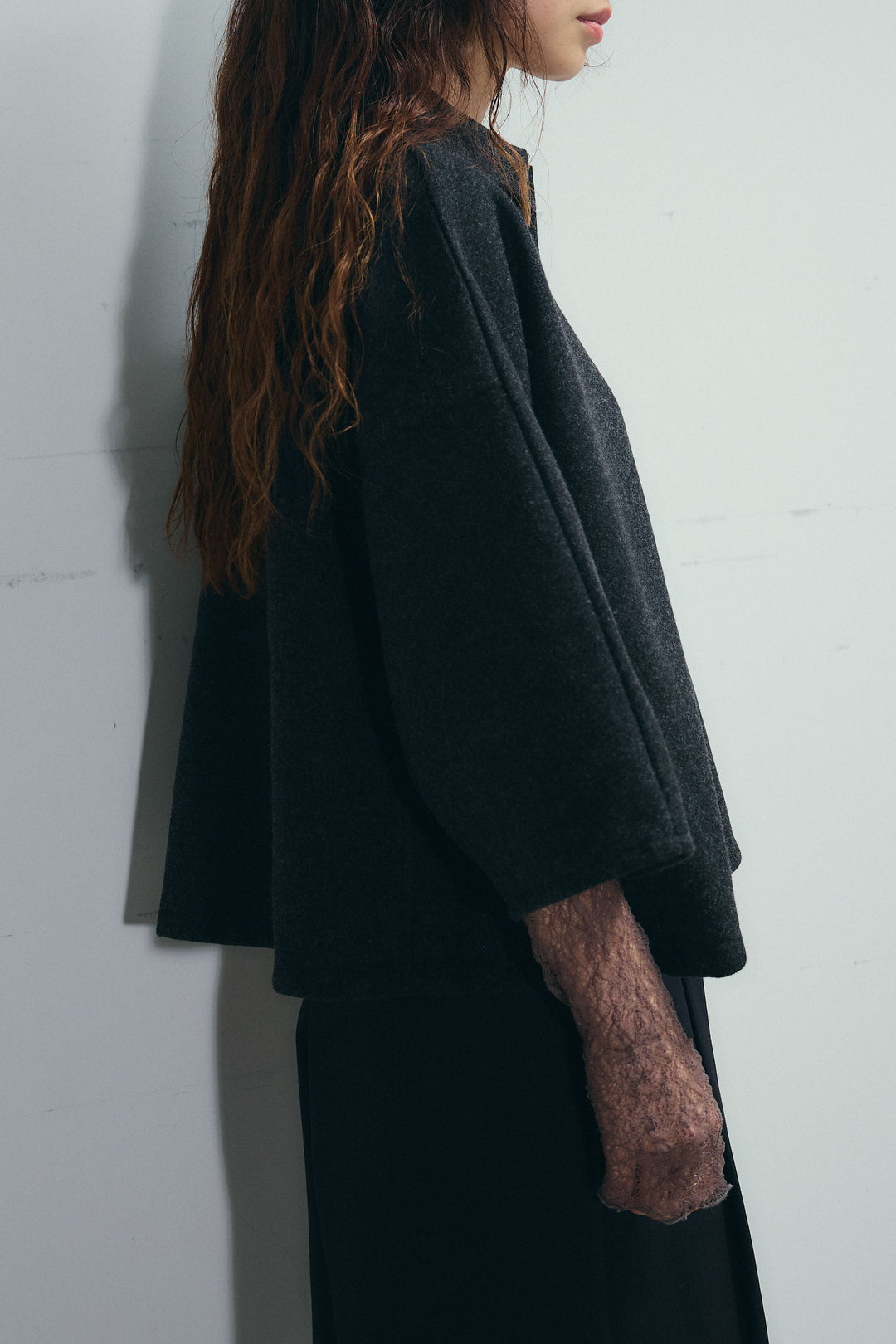 [予約]フェイクウールワイドポロシャツ