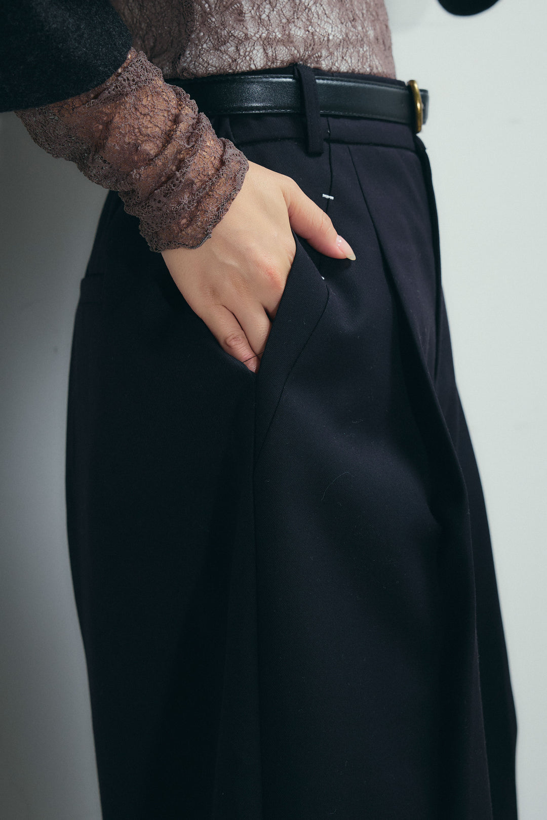 [予約]ベルト付きステッチポイントキュロットパンツ