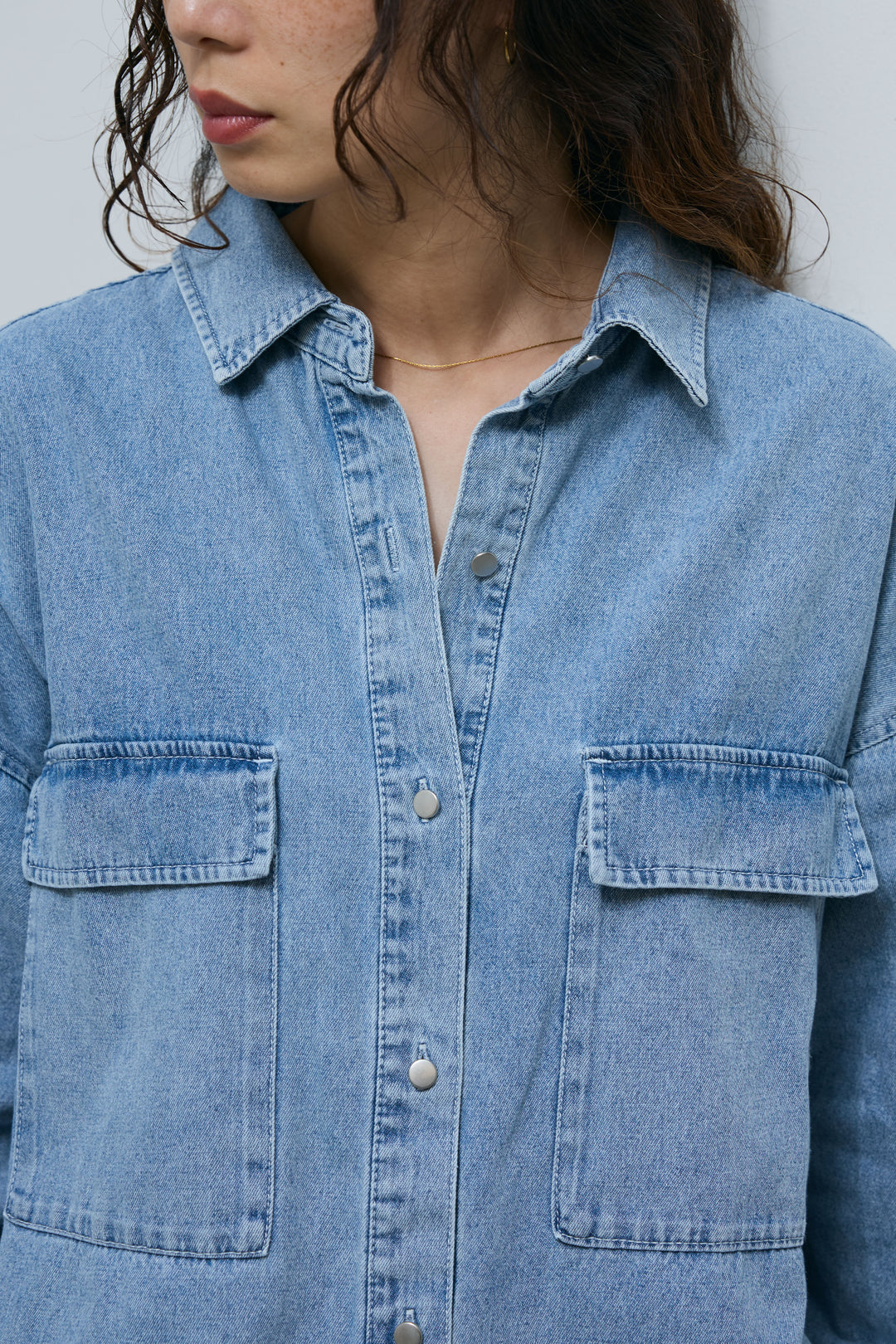 [予約/SET]ショートテディベアコート+オーバーサイズデニムシャツ(2set)