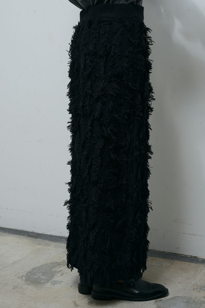 [予約/SET]肩スリットニット+カットフリンジニットタイトスカート(2set)