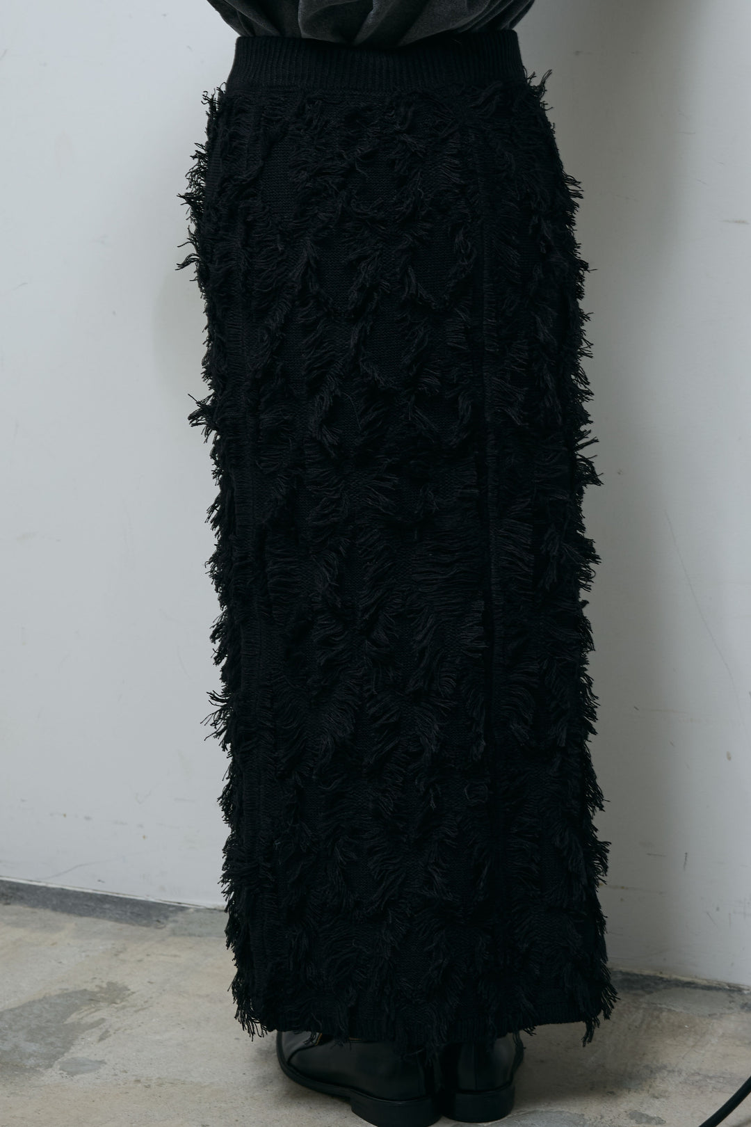 [予約/SET]オーバーサイズデニムシャツ+カットフリンジニットタイトスカート(2set)