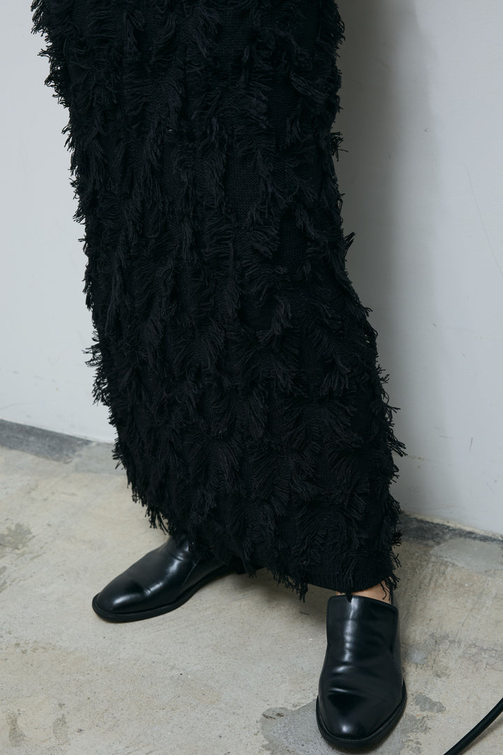 [予約/SET]オーバーサイズデニムシャツ+カットフリンジニットタイトスカート(2set)