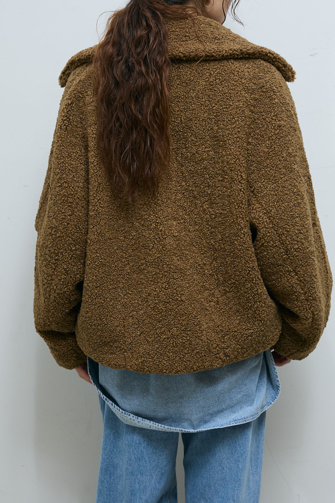 [予約/SET]ショートテディベアコート+アシメウエストデニム(2set)