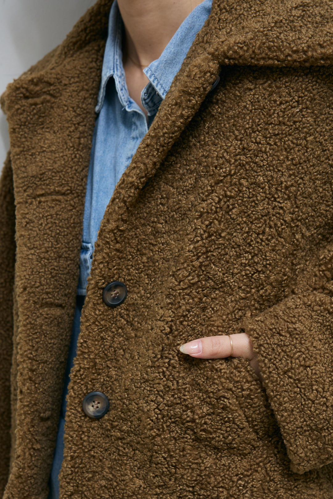 [予約/SET]ショートテディベアコート+アシメウエストデニム(2set)