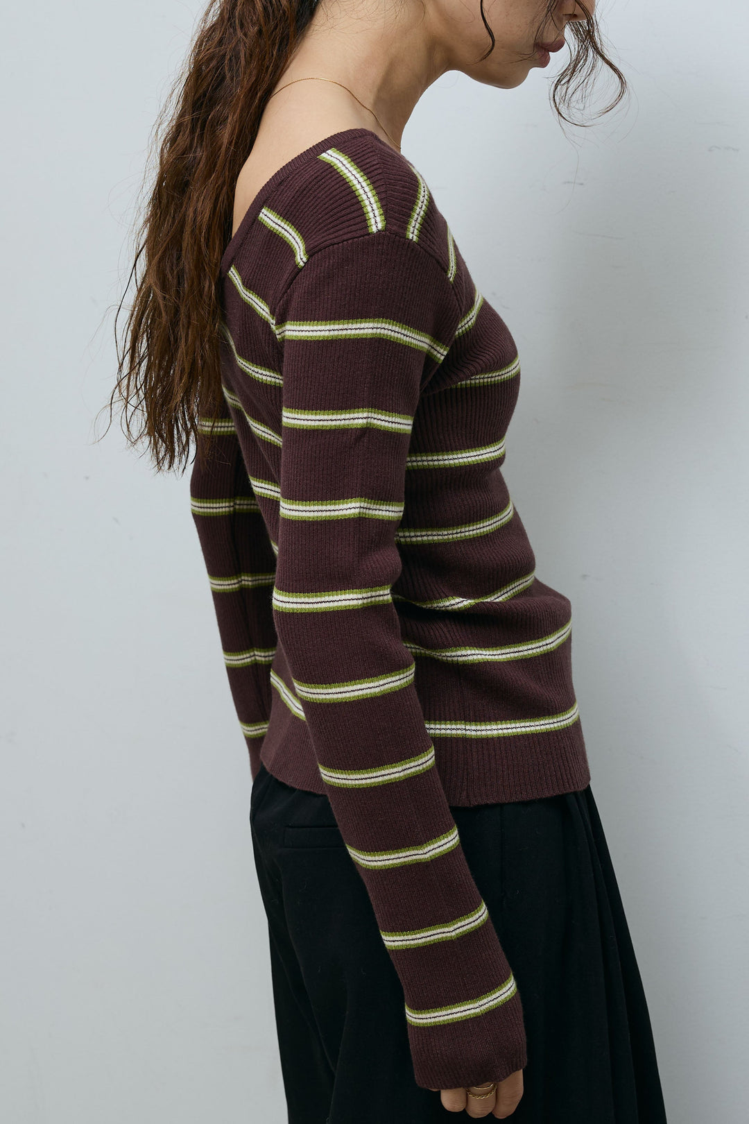 [予約/SET]ボーダーバックオープン2wayPO+ボーダーカーディガン+フロントジップストラップデザインデニムサロペット(3set)