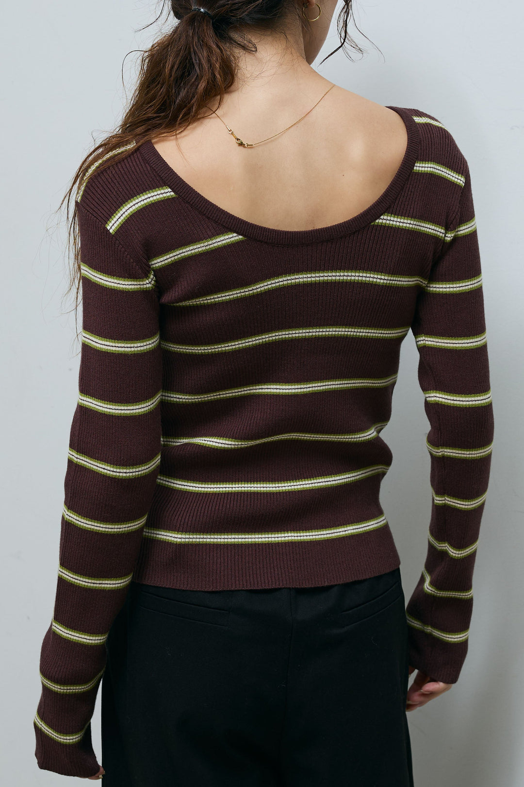 [予約/SET]ボーダーバックオープン2wayPO+ボーダーカーディガン+フロントジップストラップデザインデニムサロペット(3set)