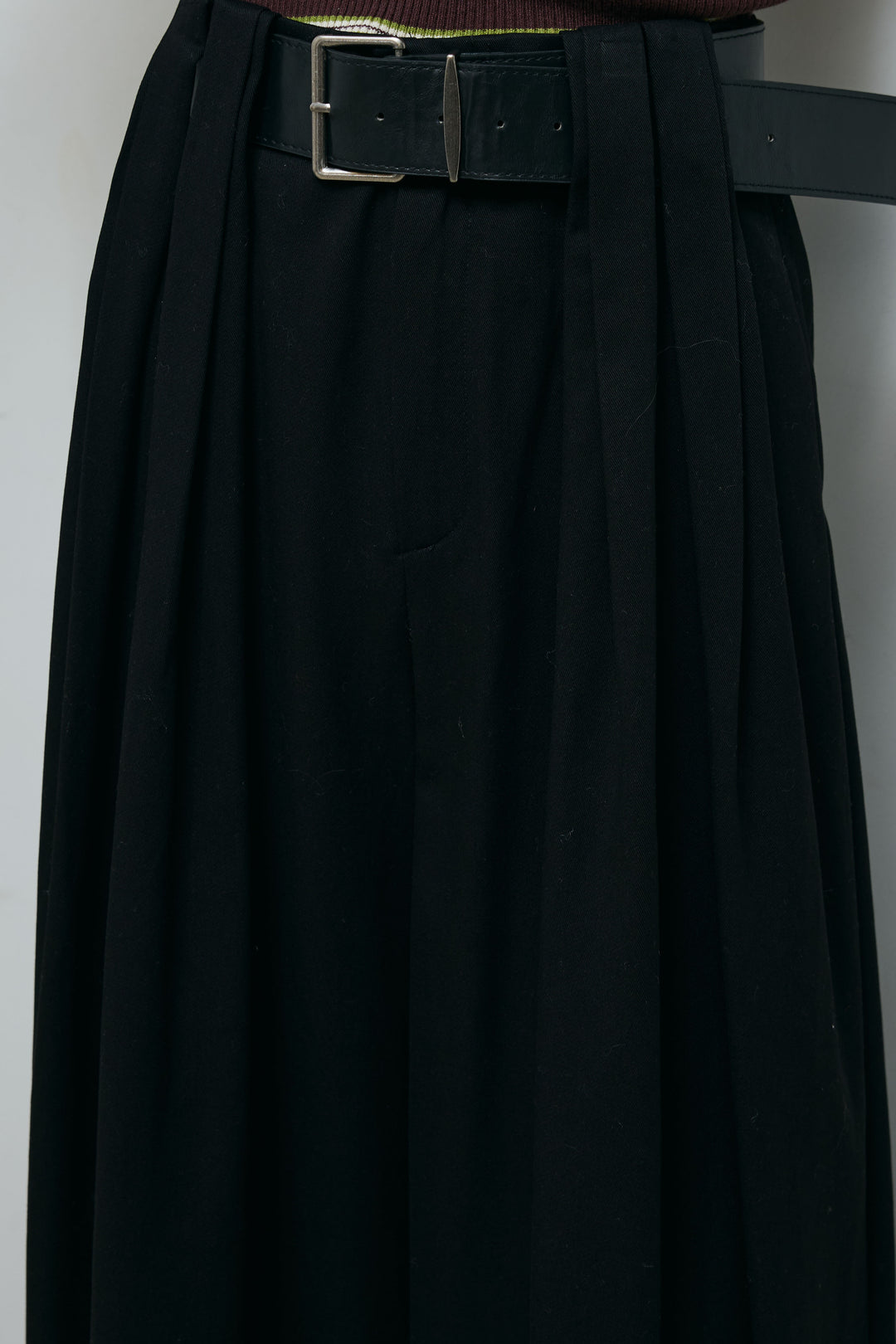 [予約/SET]ボーダーバックオープン2wayPO+ボーダーカーディガン+フェイクレザー太ベルト付きタックデザインパンツ(3set)