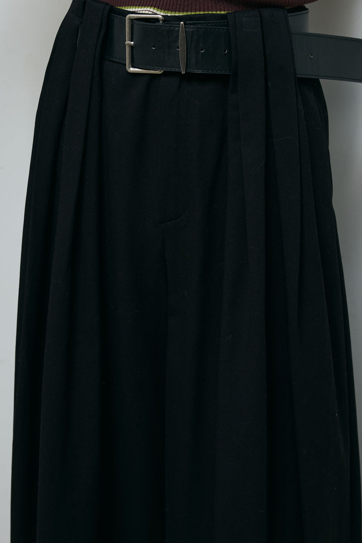 [予約/SET]ボーダーバックオープン2wayPO+ボーダーカーディガン+フェイクレザー太ベルト付きタックデザインパンツ(3set)