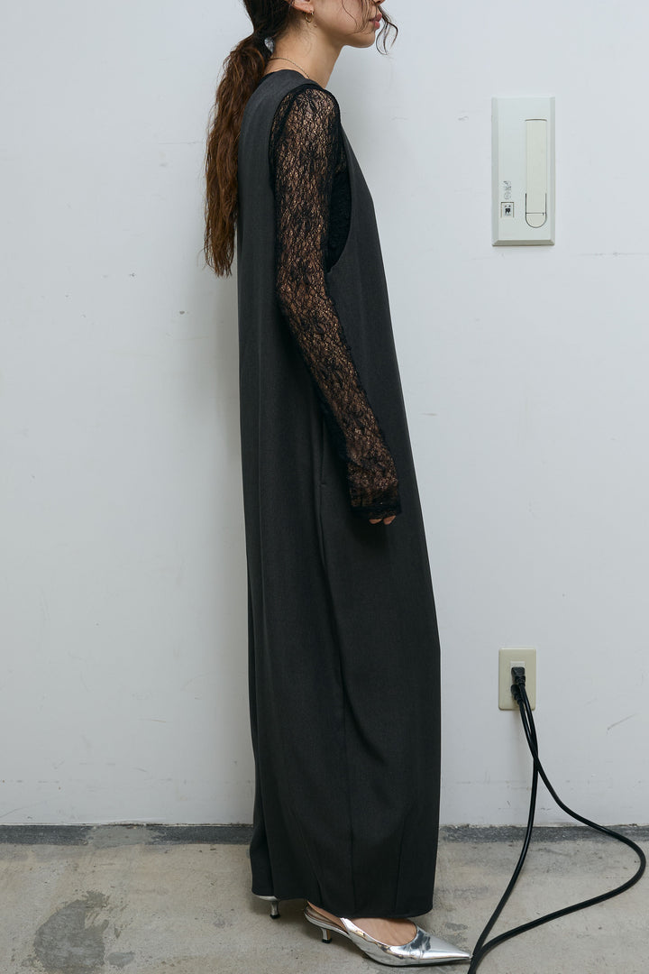 [予約/SET]フロントジップコクーンコンビネゾン+シアーレーストップス(2set)