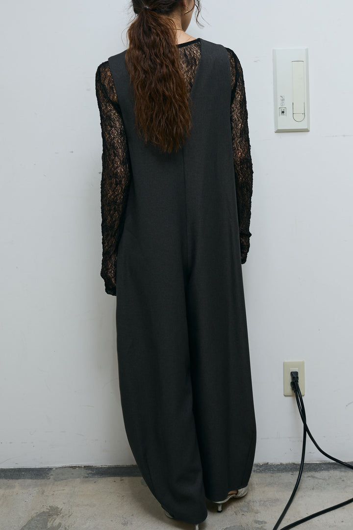 [予約/SET]フロントジップコクーンコンビネゾン+シアーレーストップス(2set)